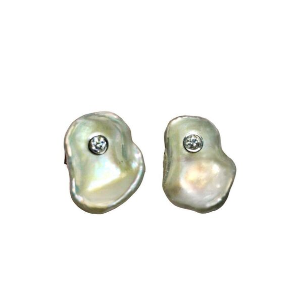 Diamond Fresh Water Pearl Cufflinks 14k Gold 0.45 TCW Designer Certified $2,490 - Picture 3 of 14